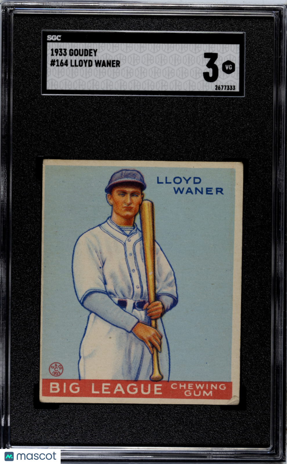 1933 Goudey Lloyd Waner #164 SGC 3