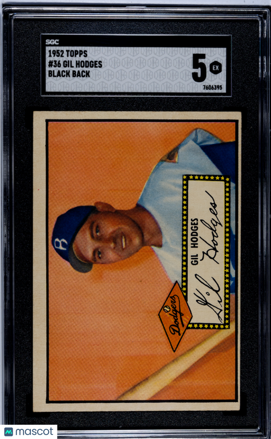 1952 Topps Gil Hodges #36 Black Back SGC 5