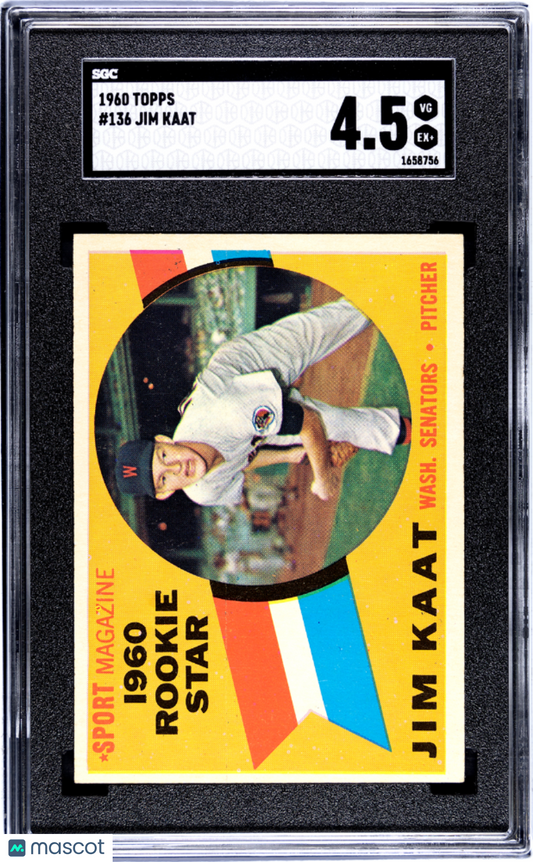 1960 Topps Jim Kaat #136 SGC 4.5