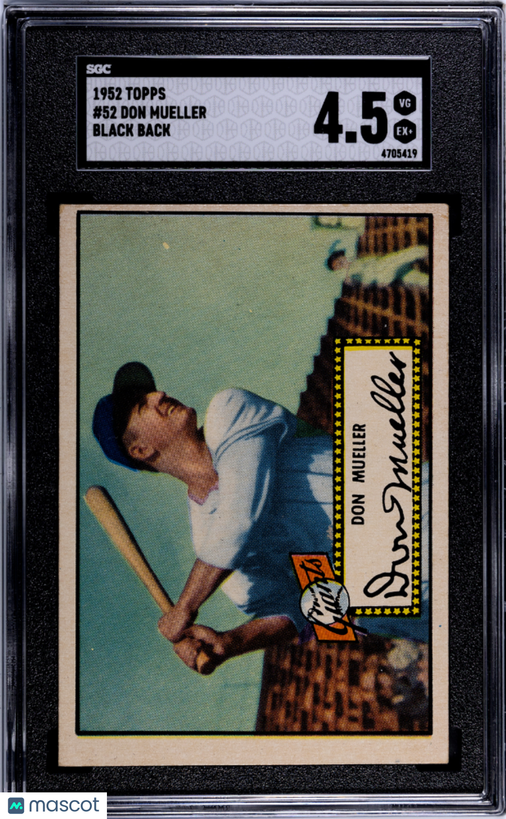 1952 Topps Don Mueller #52 Black Back SGC 4.5