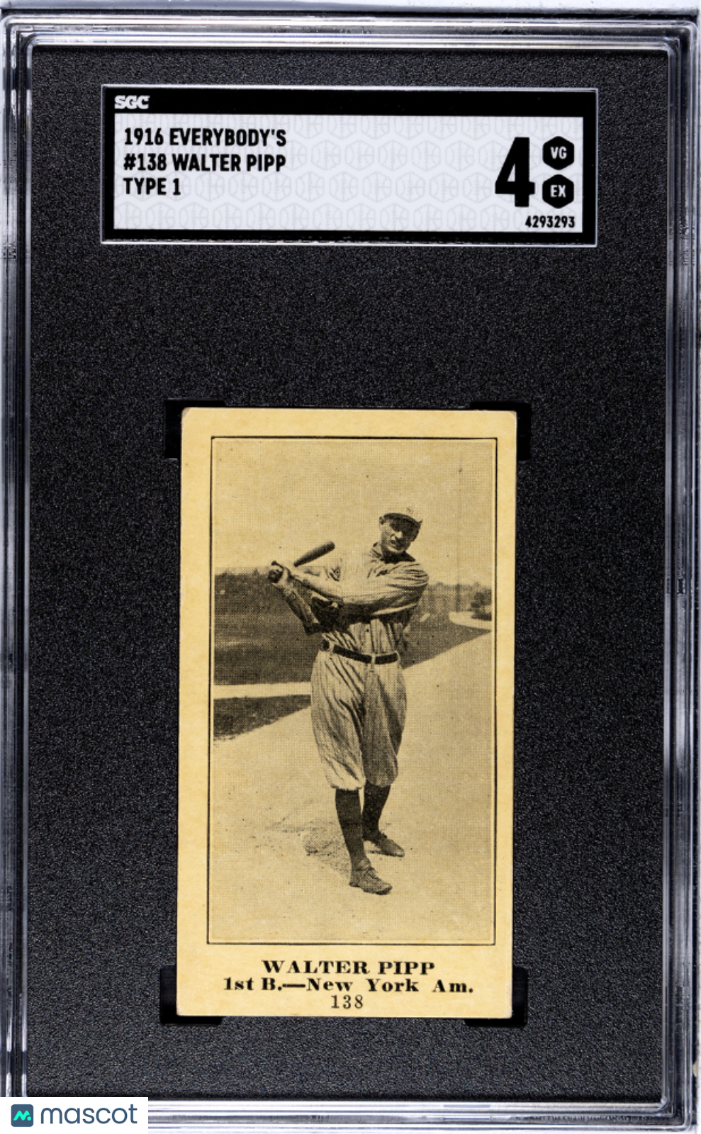 1916 Everybody's Walter Pipp #138 Type SGC 4