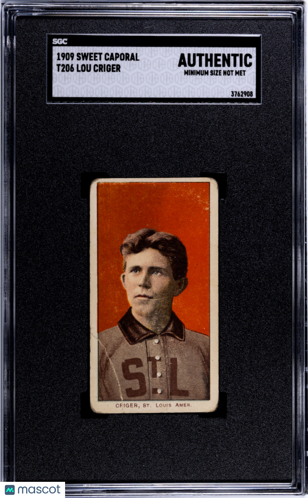 1909 Sweet Caporal (T206) Lou Criger SGC A
