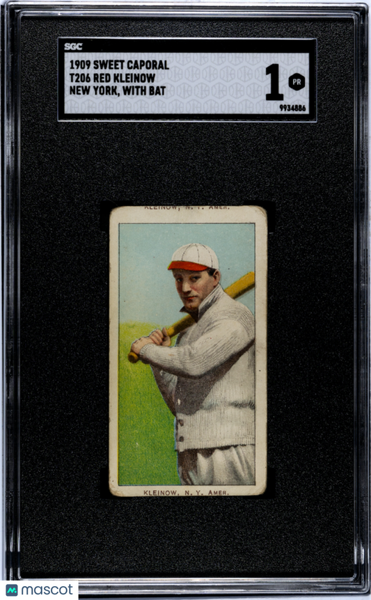 1909 Sweet Caporal (T206) Red Kleinow (double name error, top bottom) New York, With Bat SGC 1