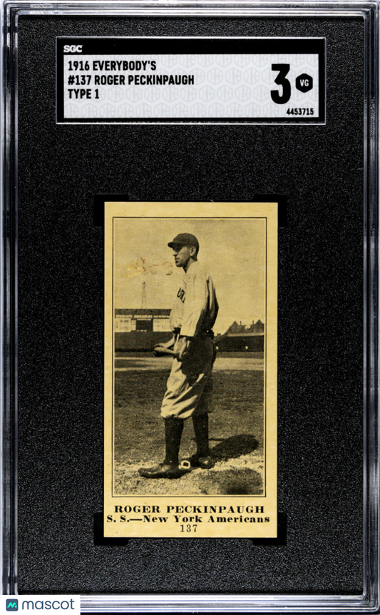 1916 Everybody's Roger Peckinpaugh #137 Type SGC 3