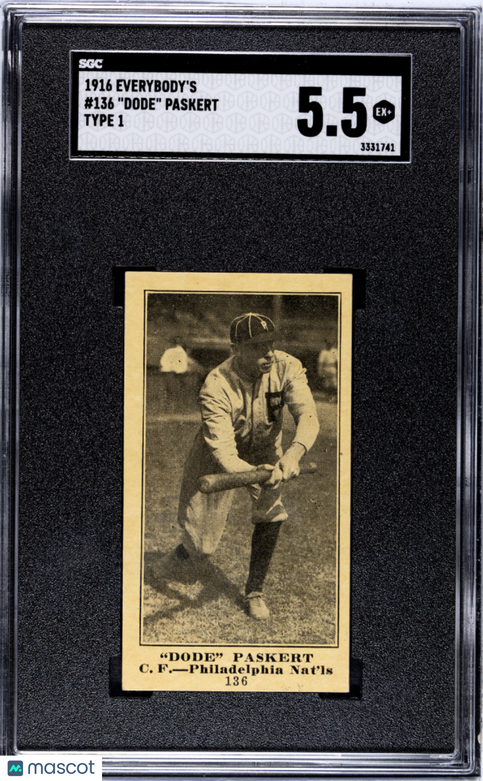 1916 Everybody's Dode Paskert #136 Type SGC 5.5