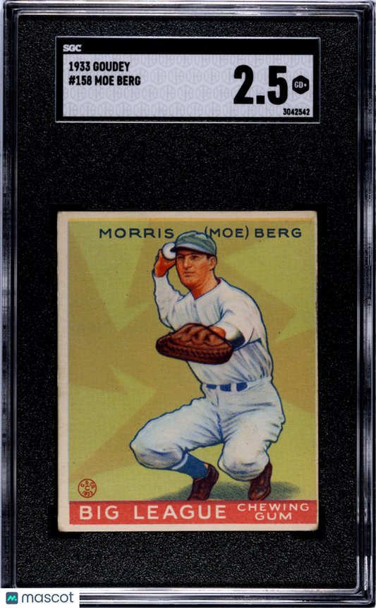 1933 Goudey Moe Berg #158 SGC 2.5