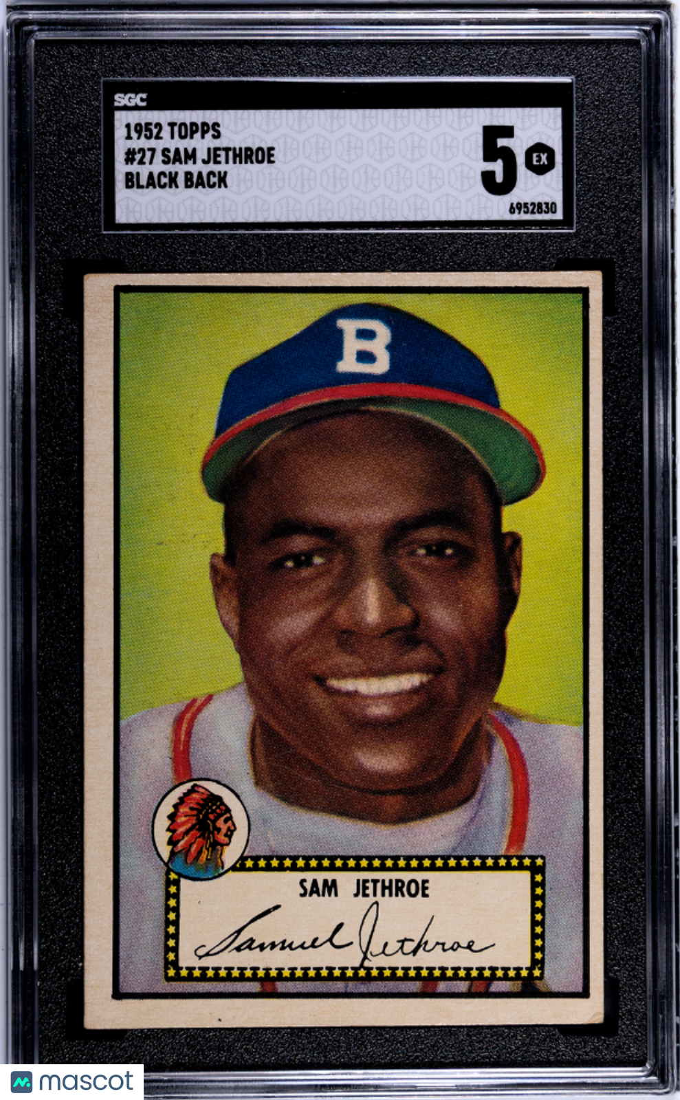 1952 Topps Sam Jethroe #27 Black Back SGC 5