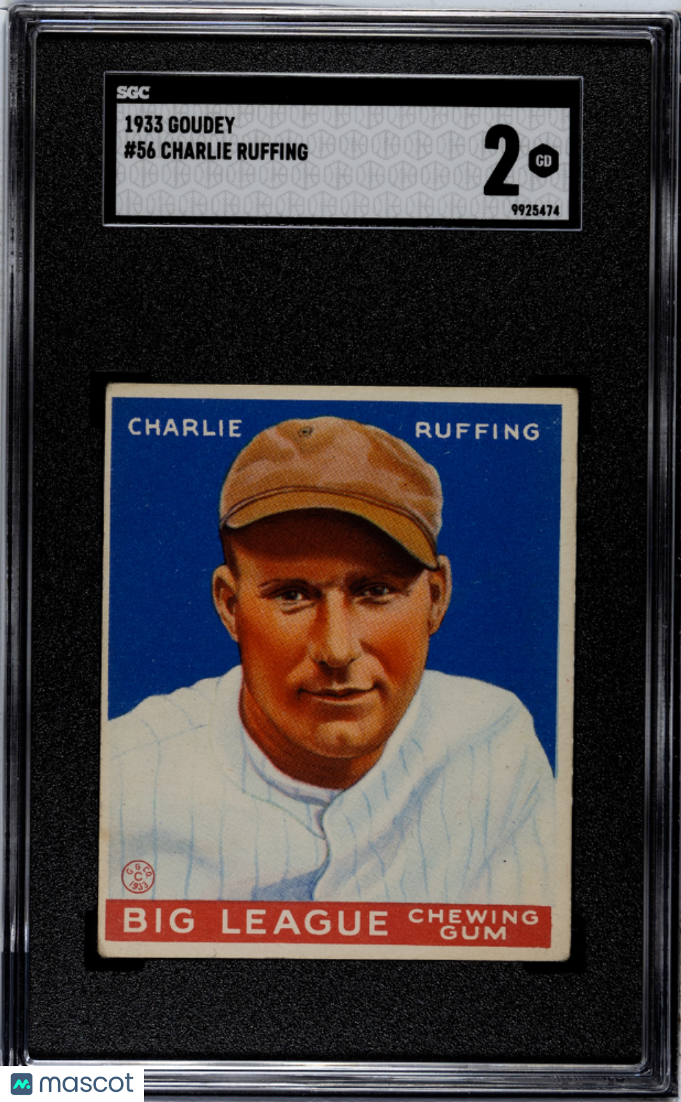 1933 Goudey Charlie Ruffing #56 SGC 2