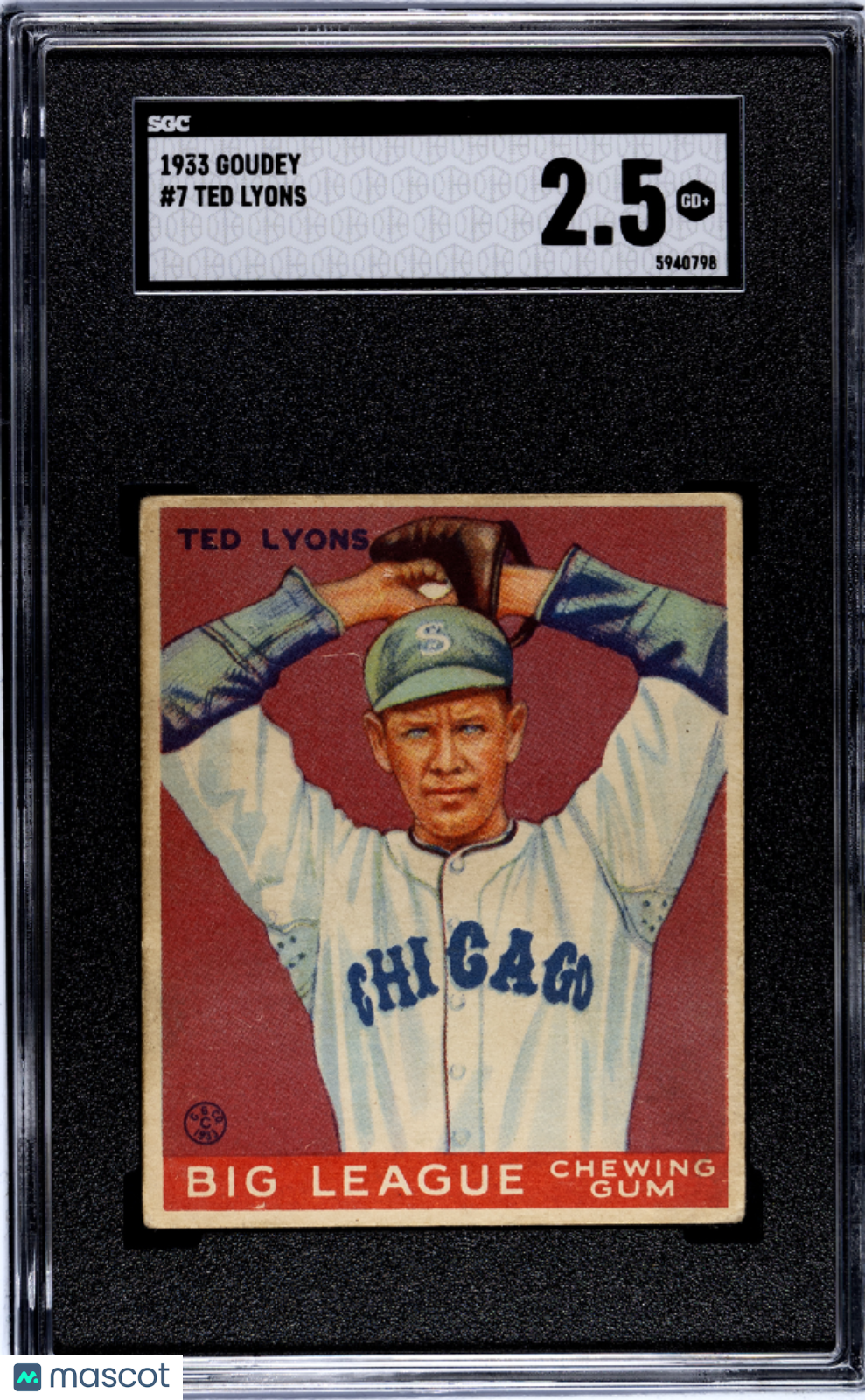1933 Goudey Ted Lyons #7 SGC 2.5