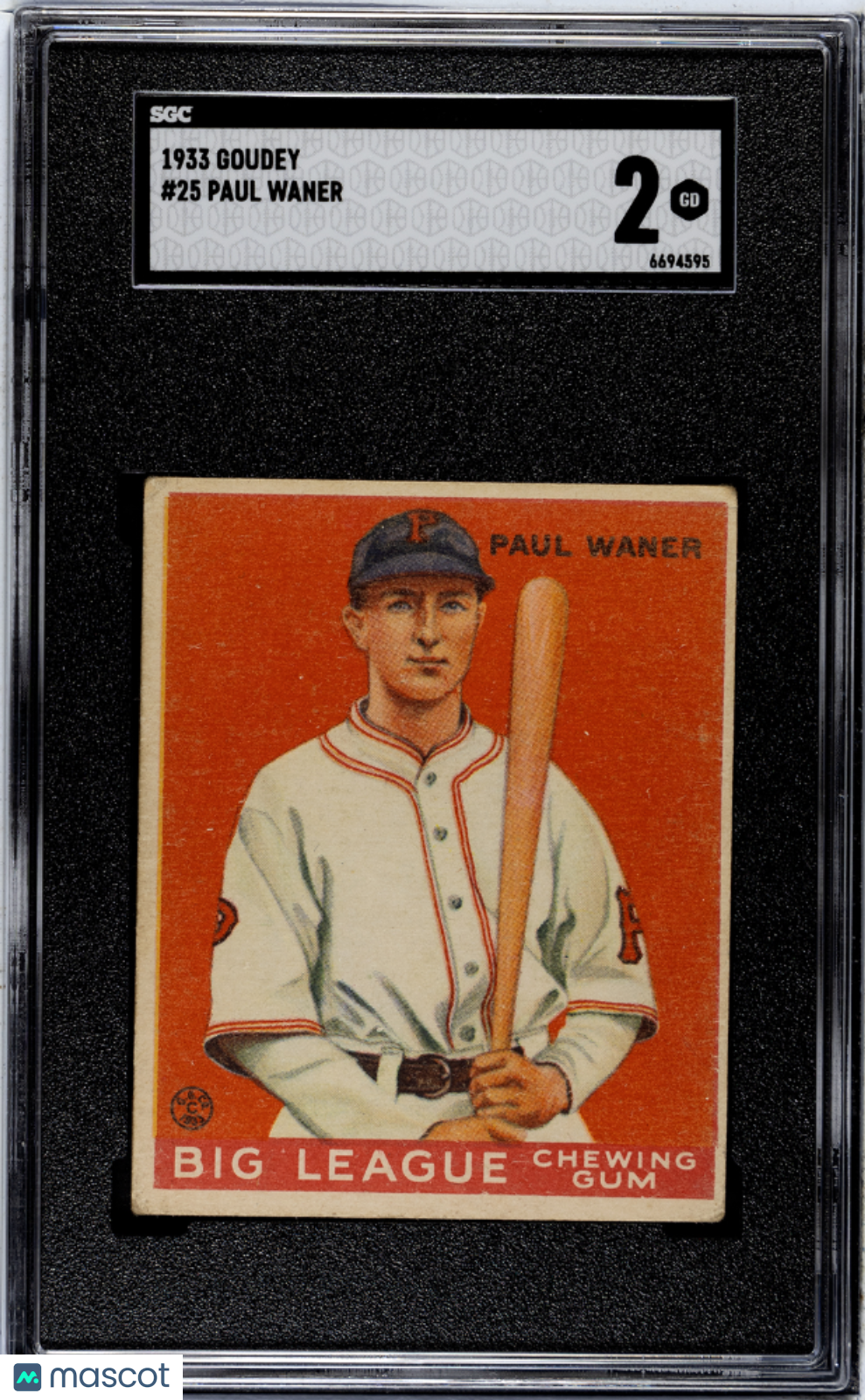 1933 Goudey Paul Waner #25 SGC 2