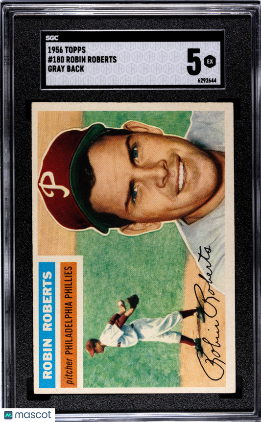 1956 Topps Robin Roberts #180 Gray Back SGC 5