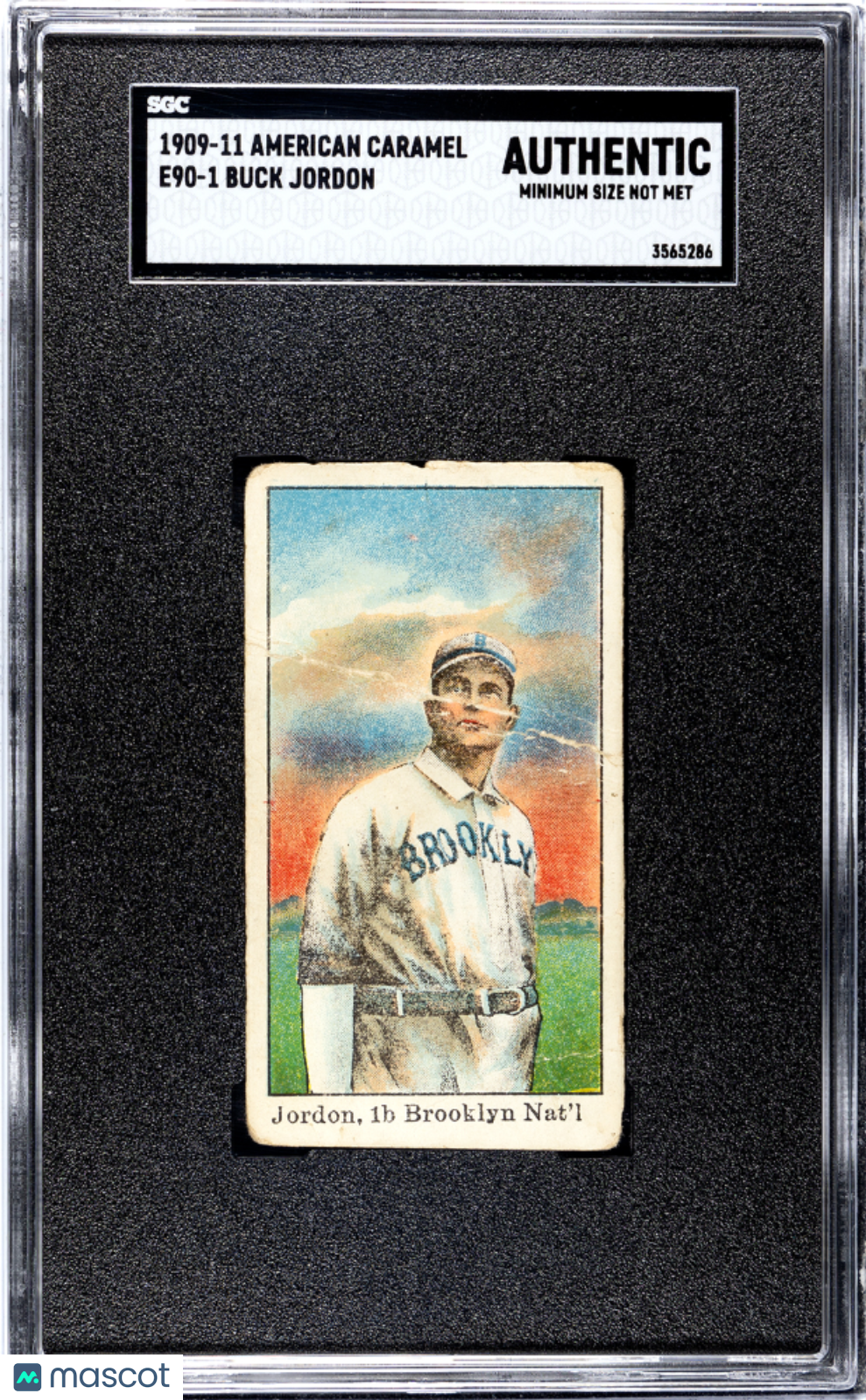 1909 American Caramel Co. (E90-1) Buck Jordon SGC A