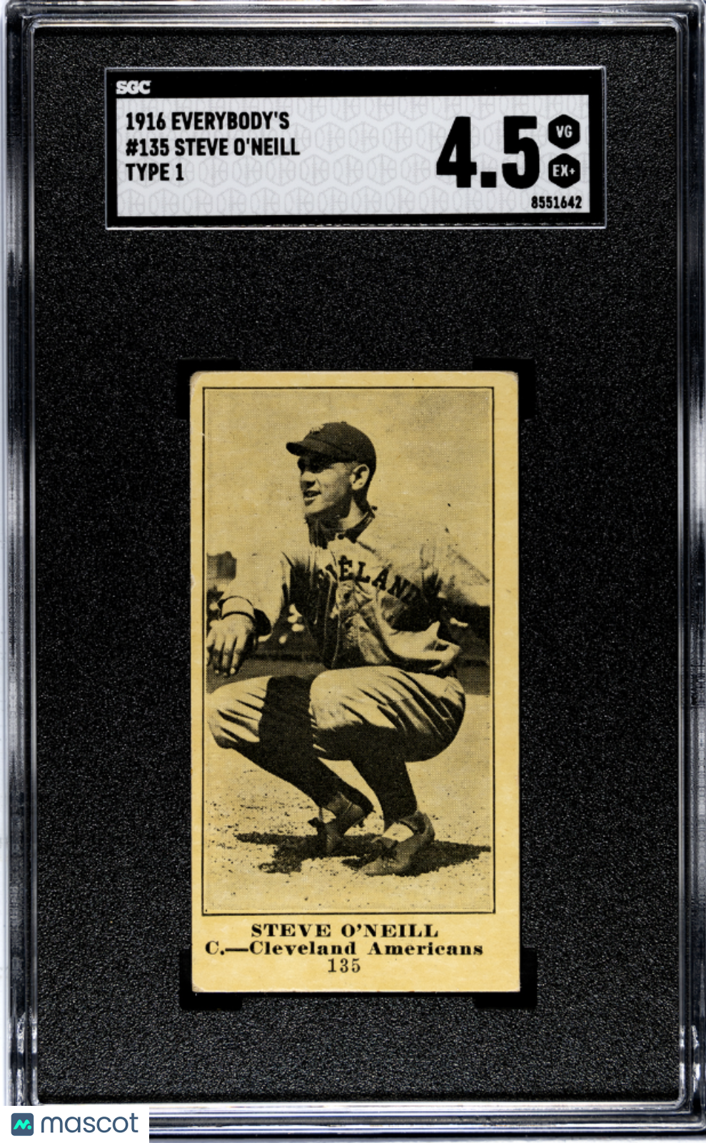 1916 Everybody's Steve O'neill #135 Type SGC 4.5