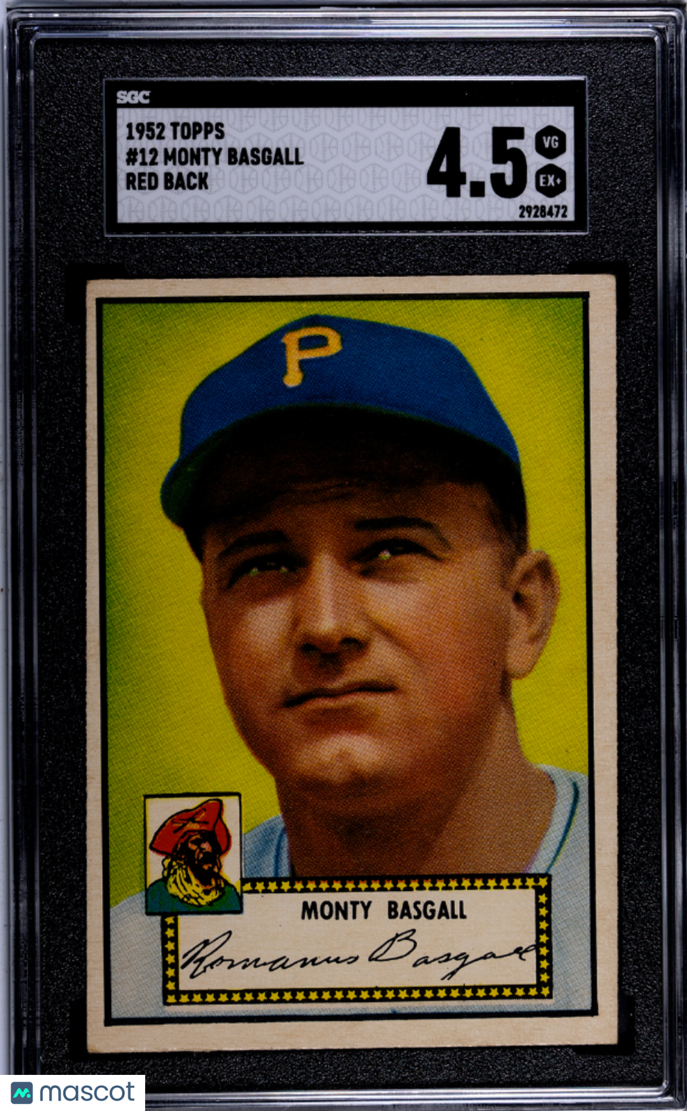 1952 Topps Monty Basgall #12 Red Back SGC 4.5