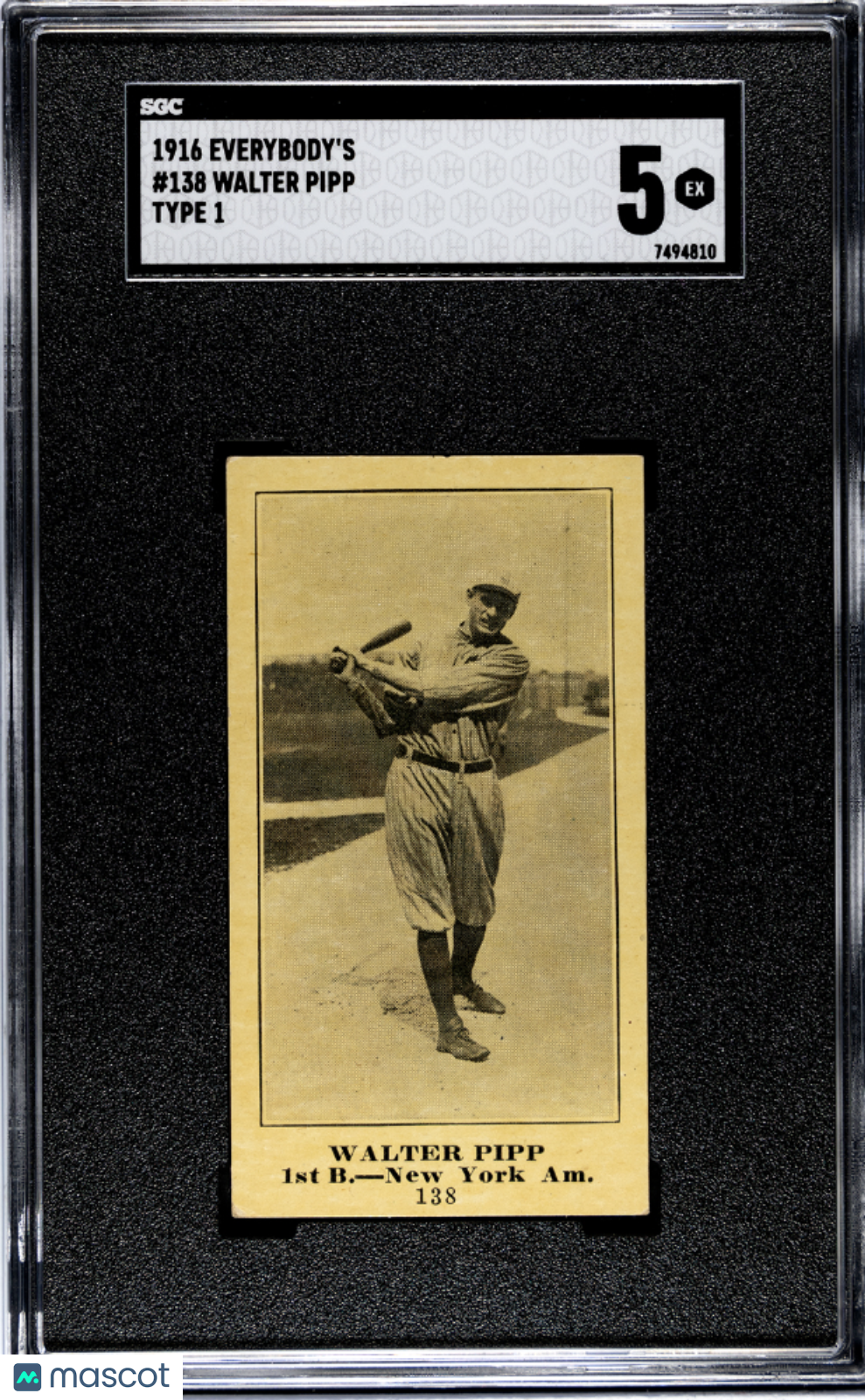 1916 Everybody's Walter Pipp #138 Type SGC 5